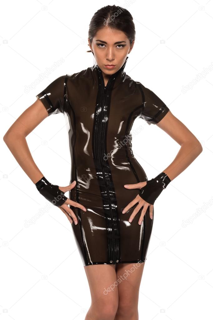 Petite sweet latex handjob