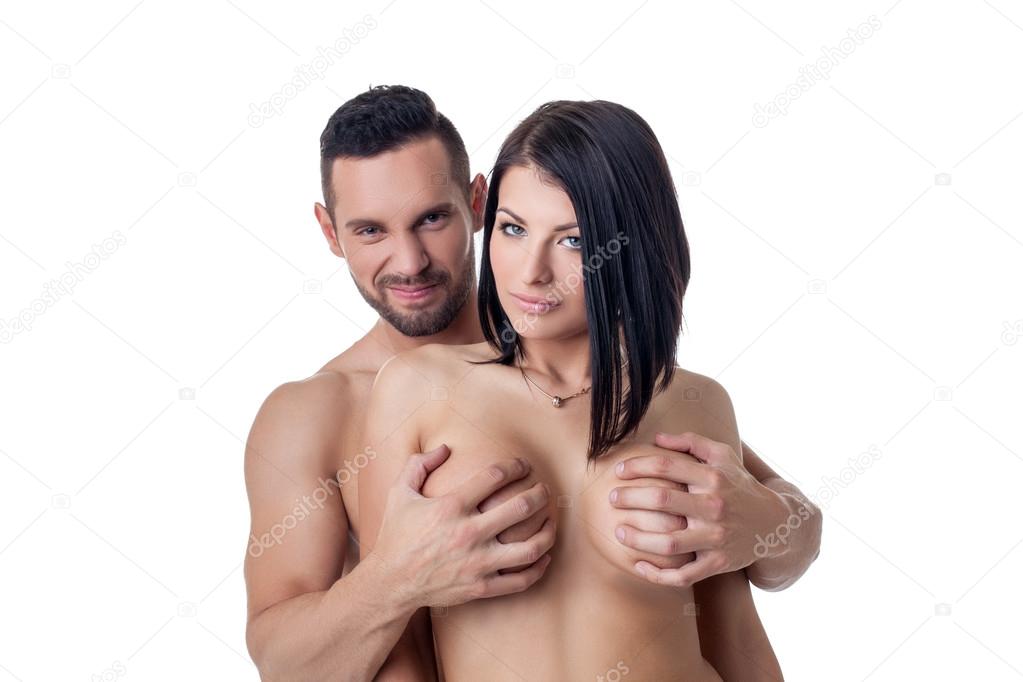 Men grabbing female breasts