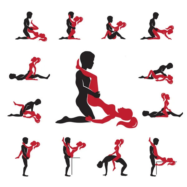 Love Positions Icons Set — Stock Vector